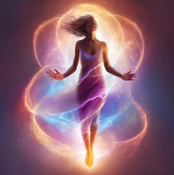Femme dans un halo de lumière